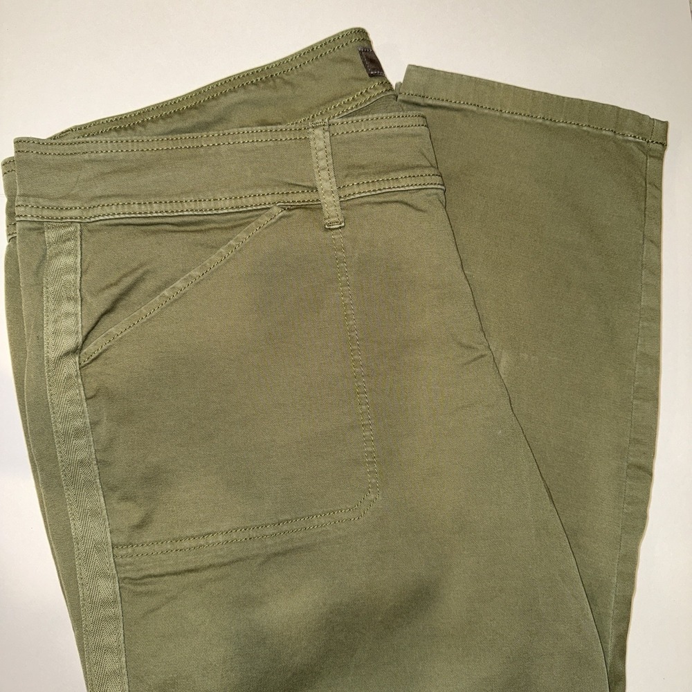Torrid Crop Pants Womens 24 Olivine Green Utility Twill Side Tape Trim Stretch